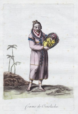 Unalaska Alaska man North America Canada Amerika costumes Tracht engraving 1780