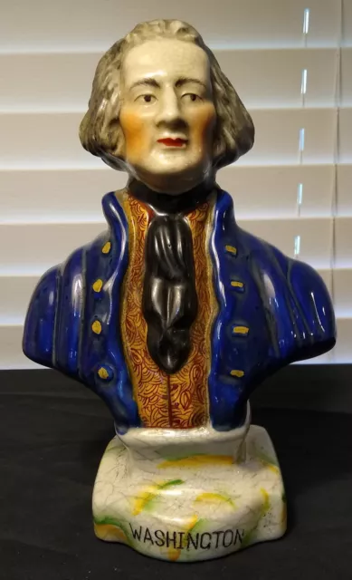 Vintage Ceramic Bust Of George Washington Sculpture 7-3/4" Tall