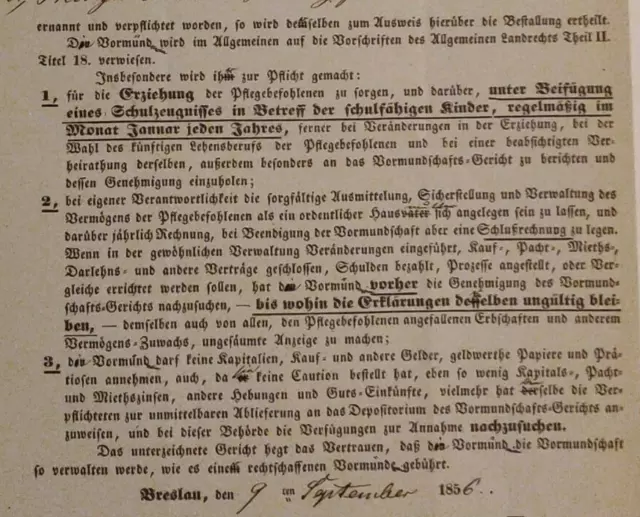 Vormundschaftsgericht Breslau 1856 Ambrosch Joseph Julius Athanasius (1804-1856) 3