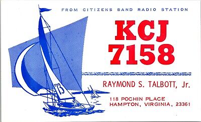 Vtg Ham Radio CB Amateur QSL QSO Card Postcard VIRGINIA 1960's KCJ-7158
