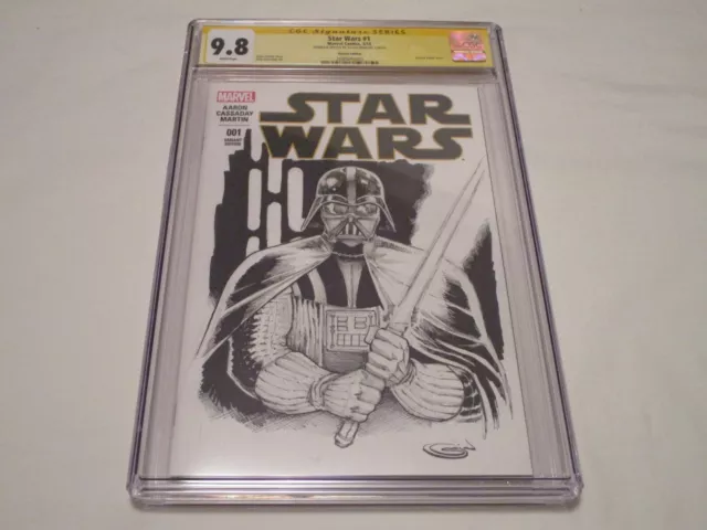 Marvel Comics Star Wars #1 CGC SS 9.8 Signed Sajad Shah Darth Vader Sketch Cover