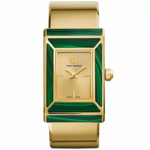 Tory Burch Women's LIMITED EDITION Gold Tone Swiss Green Emerald Watch TRB5002