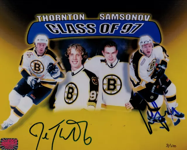 Joe Thornton Sergei Samsonov Boston Bruins Dual Signed 8x10 Photo COA