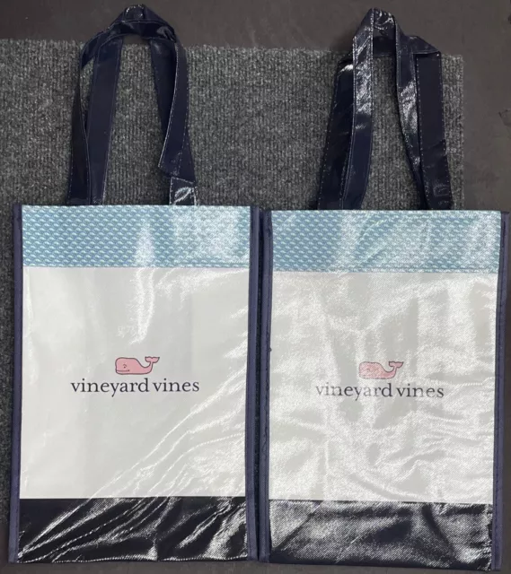 2 Vineyard Vines Small Reusable Shopping Tote Bag 12-1/2 x 9 x 5-1/2 NEW