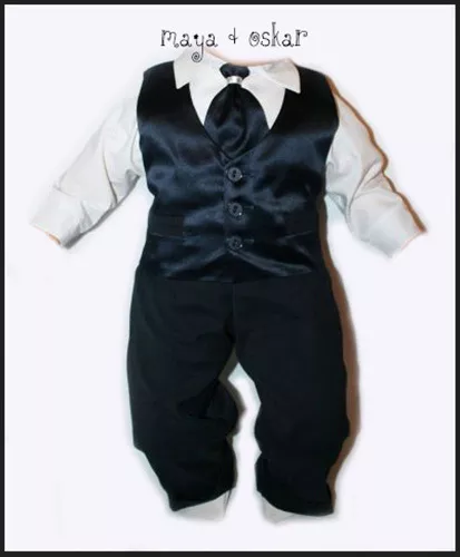 Baby Boys Navy Satin Tie Set Outfit Smart Wedding Suit Christening Baptism 0-24m