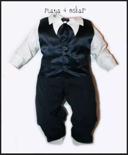 Set cravatta di raso blu scuro bambino abito da sposa intelligente battesimo 0-24 m