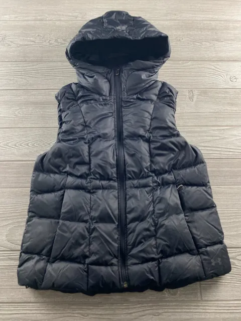 Under Armour Cold Gear Puffer Vest Women’s M Black Color Hooded Puff Insulated