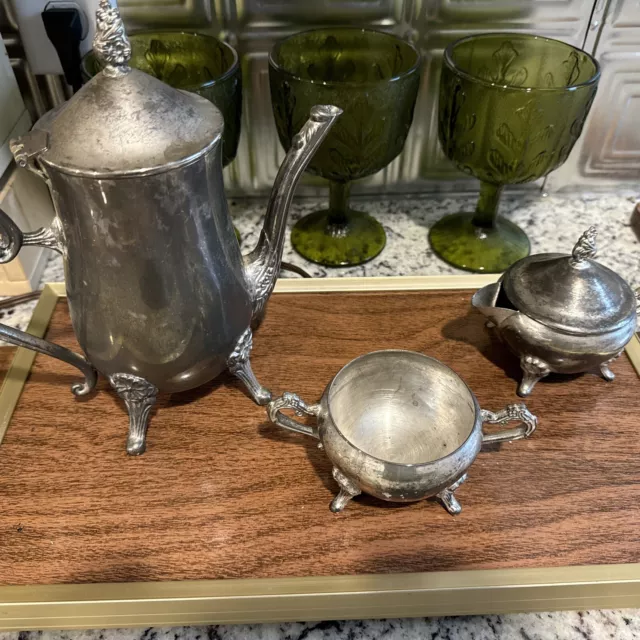 Vintage Coffee tea pot with Creamer-sugar bowl Set International Silver Company