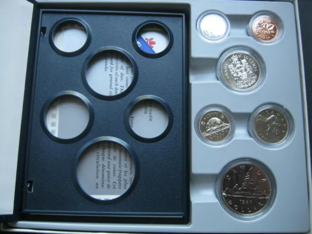 Canada 1987 Specimen Coin Collection Set: 1 Cent - $1 Dollar Cased ~ Info Card