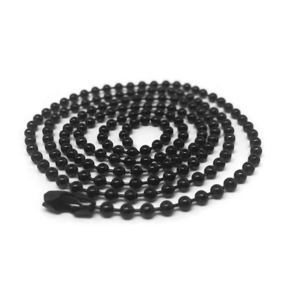 24 Inch Black Stainless Steel Ball Chain 2.4 mm Military Spec for Army Dog Tag