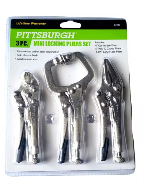 Pittsburgh 3pc Mini Locking Pliers Set .4" And 5"