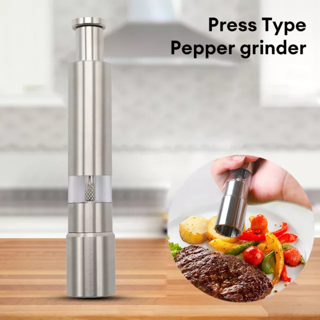 Stainless Steel Thumb Push Salt Pepper Spice Sauce Grinder Mill Muller Stick