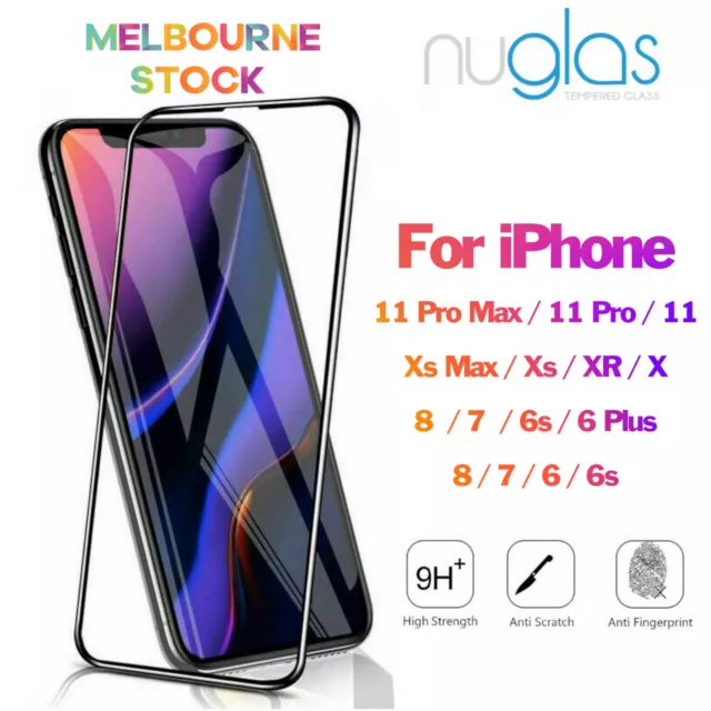 Nuglas Full Cover for iPhone 11 Pro Max 8 7 6 6s Plus Screen Protector Tempered