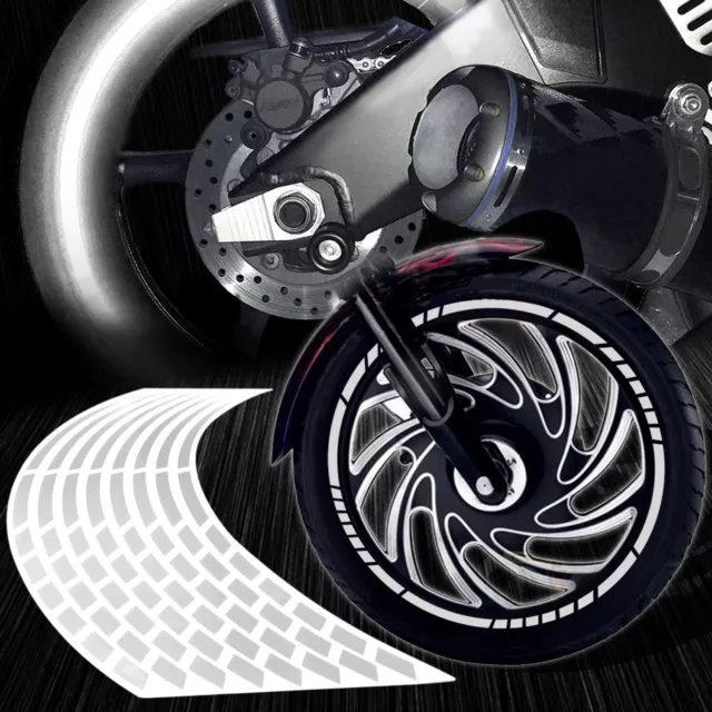 16/17/18" Reflective Rims Tape/Wheel Rim Decal Pattern Strips Sticker Set Silver