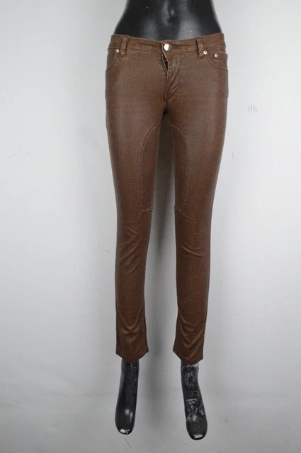 Pantalone Siviglia Taglia W25 IT39 Donna Cotone Elastico Tessuto Lucido Skinny
