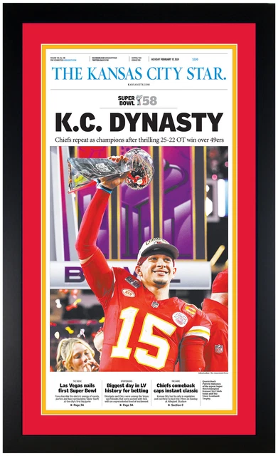 2024 KANSAS CITY Chiefs SUPER BOWL 58 CHAMPIONS! Framed Newspaper Art