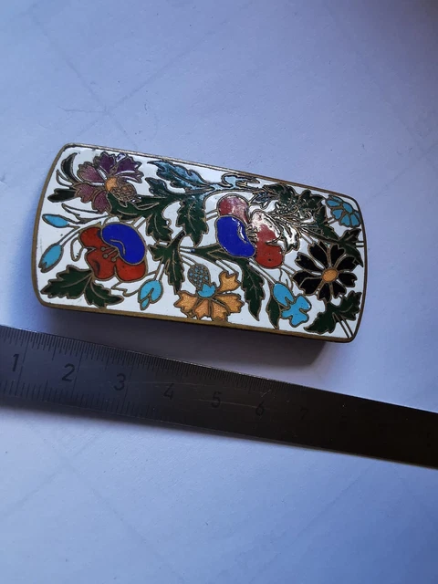 Très Jolie Broche Ancienne Fantaisie En Émaux Cloisonnés