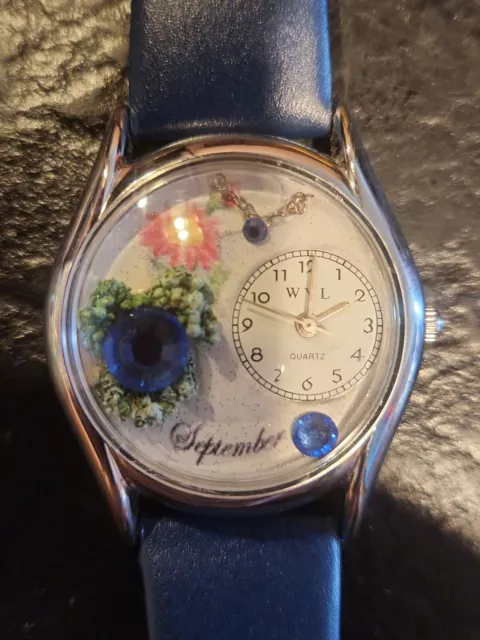 Whimsical Unisex Imitation Sapphire Birthstone September Blue Watch New Battery