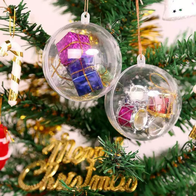 1/10PCS Clear Plastic Christmas Balls Baubles Sphere Fillable Xmas Tree  Ornament