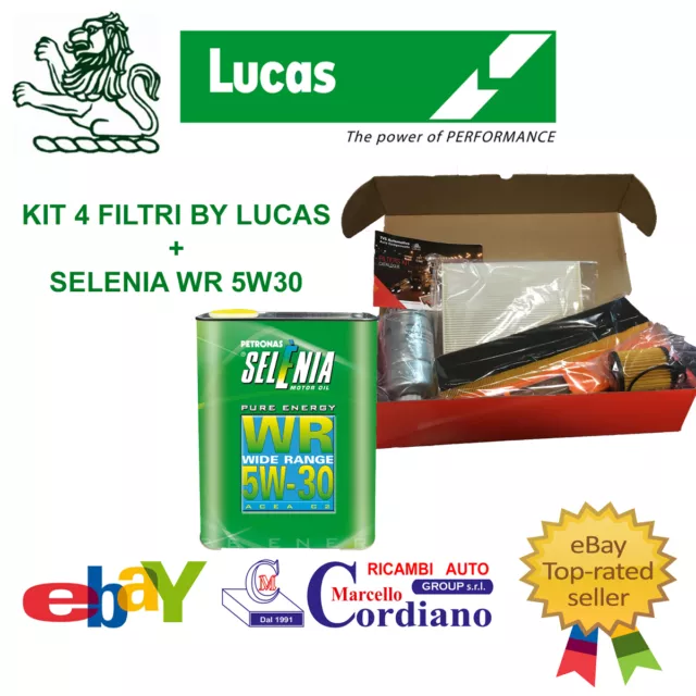 Kit Tagliando Filtri Lucas Fiat Punto Evo 1.3 Mjt 85 Cv + Olio Selenia Wr 5W30