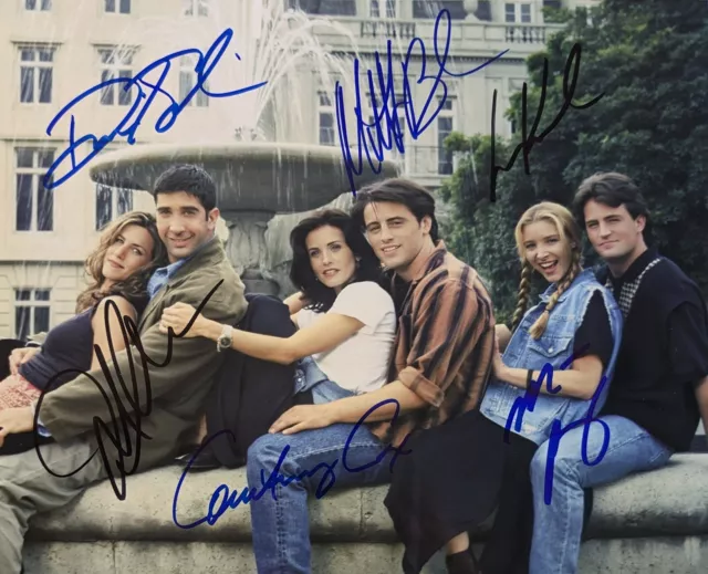 Courteney Cox Matthew Perry FRIENDS Cast Signed By 6 auto 8x10 photo Holo COA