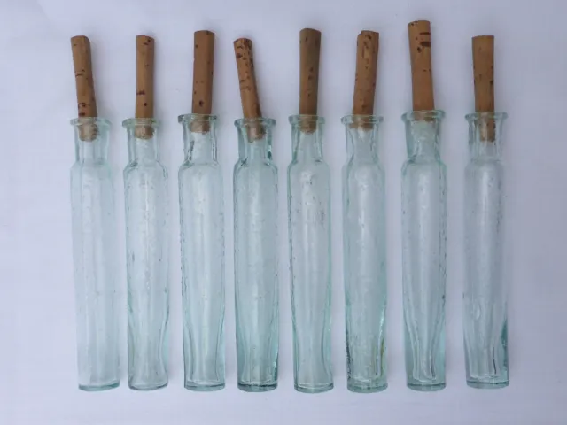 2 x alte kleine Medizin Glas Apotheke Apotheker Flasche grün lang ca. 10,0 cm