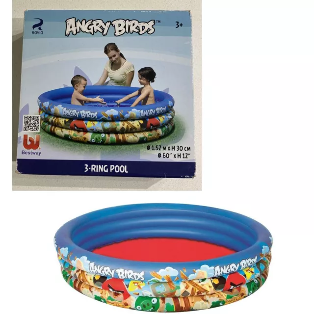 Angry Birds Paddling Pool 3 Rings Inflatable Fun Kids Summer Play Swimming Pool