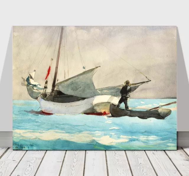 WINSLOW HOMER - Stowing Sail -CANVAS ART PRINT POSTER -Sailing Boat Yacht 12x8"