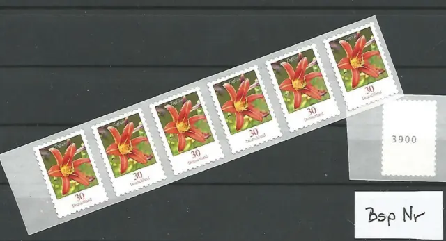 TAGLILIE - Blumen Bund MiNr 3516 sk 6-er Streifen mit kleiner Nr postfrisch