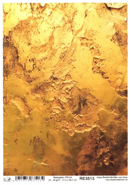 Reispapier A4 Strohseide Decoupage Hintergrund Muster Rost Gold RE3513