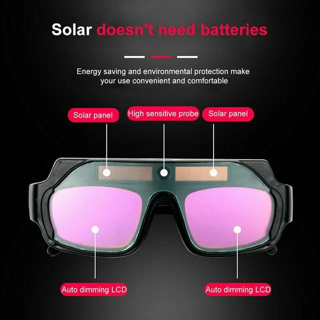 Solar Powered Goggle Auto Darkening Welding Mask Helmet Welder BEST Eyes N4Q2