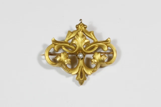 Broche Ancienne Fleur De Lys En Or 18k (750) - Bijou Français Du XIXe Siècle, Occasion Qualifiée D'exceptionnelle