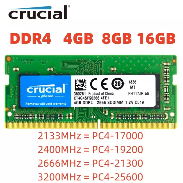 Crucial 8GB DDR4 2666MHz PC4-21300 1.2V 260Pin SODIMM Laptop RAM Memory  SDRAM BT