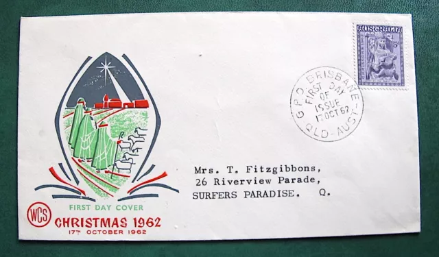 1962 Aust. 5d XMAS  WCS FDC