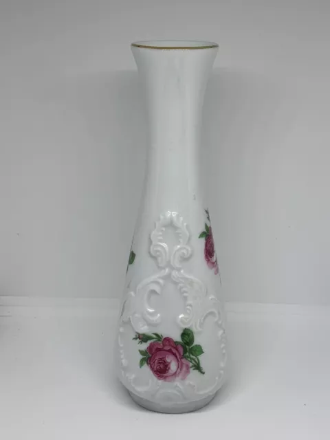 Vintage 1950's KMP Floral Vase 6.5” Royal Porzellan Bavaria Germany Handarbeit
