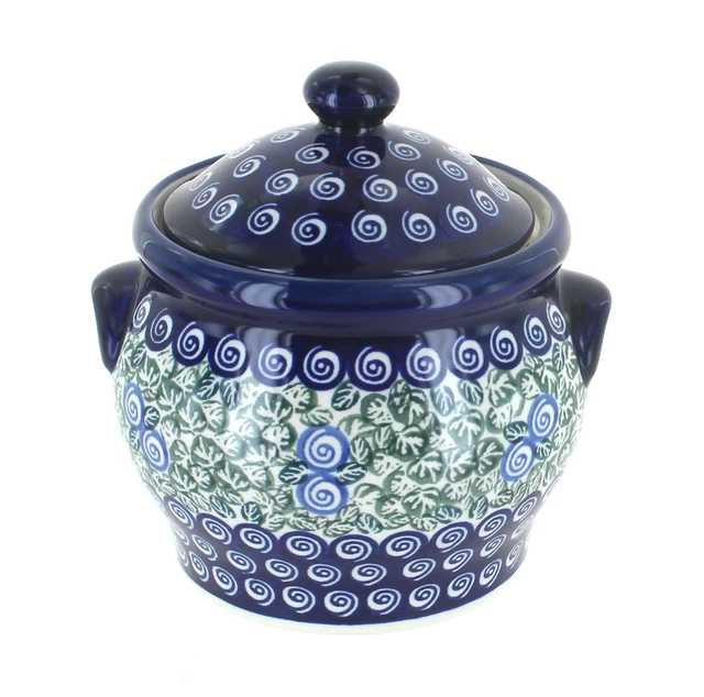 Blue Rose Polish Pottery Seaside Swirl Medium Canister