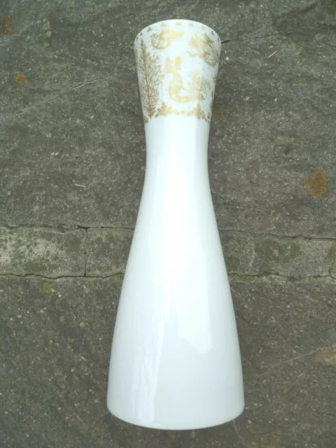 elegante VASE von ROSENTHAL, weiß-gold, Porzellan, Studio linie