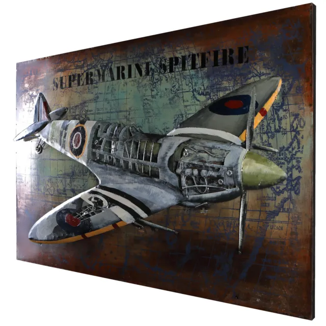 Wandbild Metallbild Spitfire 3D Effekt Relief Unikat Bild handgefertigt B=120cm