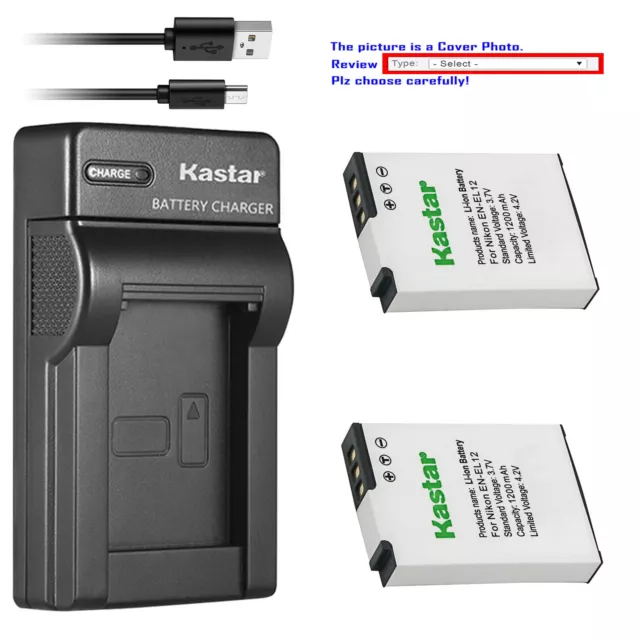 Kastar Battery Slim Charger for Nikon EN-EL12 MH-65 & Nikon Coolpix S6000 Camera