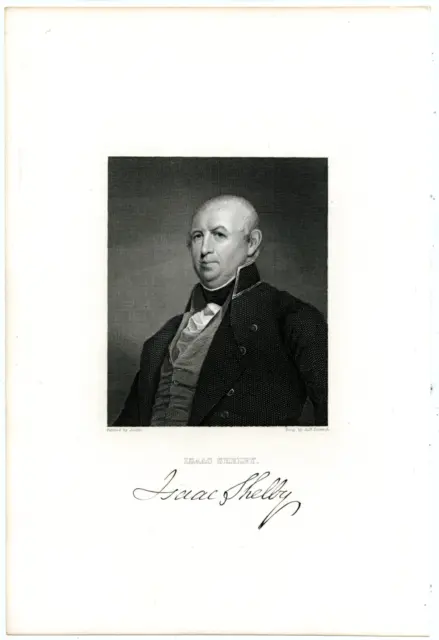 ISAAC SHELBY, Kentucky Governor/Revolutionary War/War of 1812, Engraving 9697