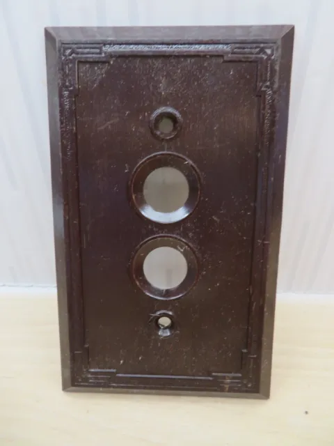 Vtg Antique Push Button Bakelite Brown Light Switch Plate