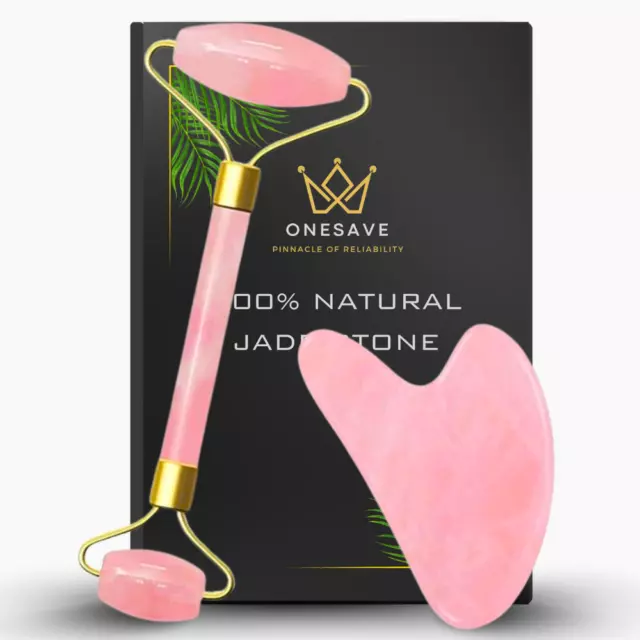 Rose Quartz Jade Face Roller Gua Sha Set Anti Aging Face Roller Women Skincare