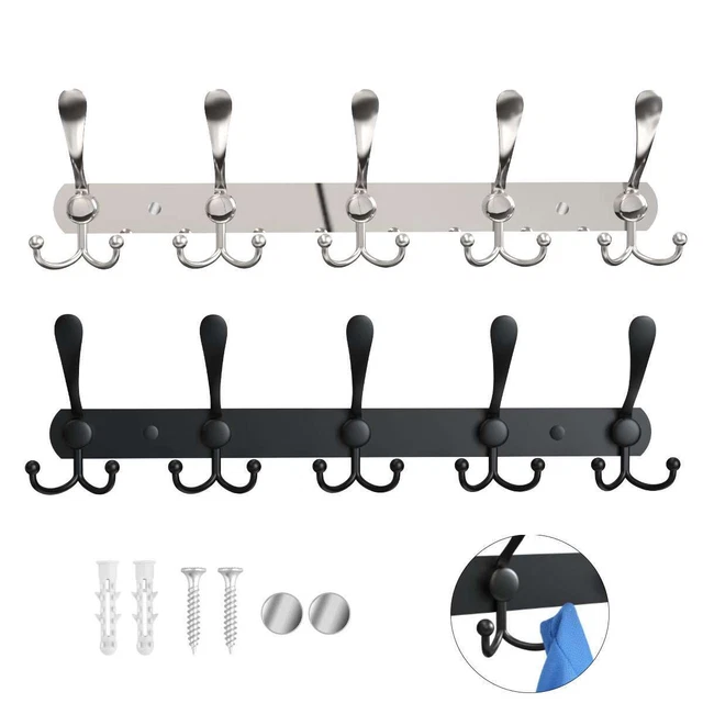 15 Hooks Wall Mount Key Bag Towel Rack Hanger Holder Coat Robe Hat Clothes Rack