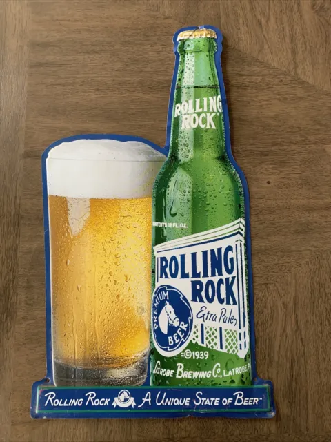 Rolling Rock Extra Pale Premium Beer Metal Tin Bar Pub Sign 2000 Latrobe Brewing