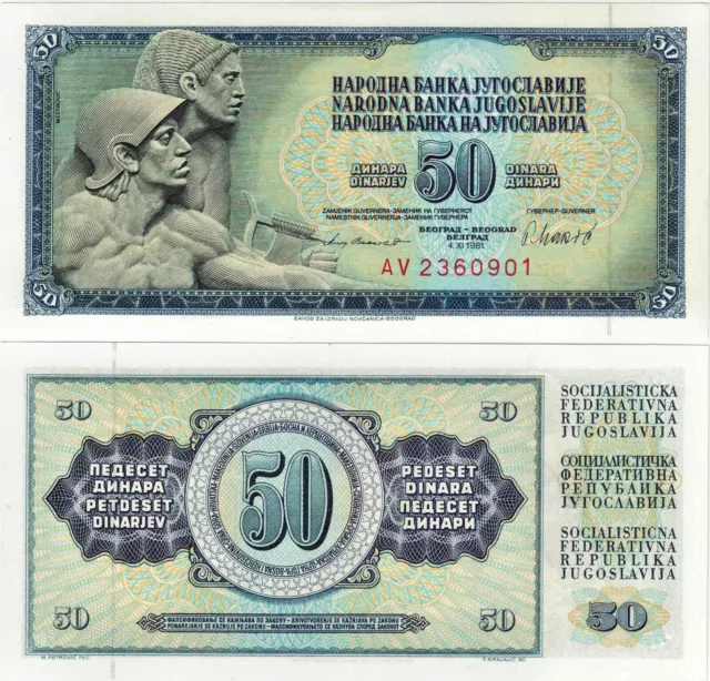 Jugoslawien Banknote UNC 50 Dinara 1981 Narodna Banka Jugoslavije P-89b