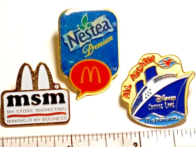 McDonald's Restaurant Crew Lapel Pins Lot of 3 (006) (022623)
