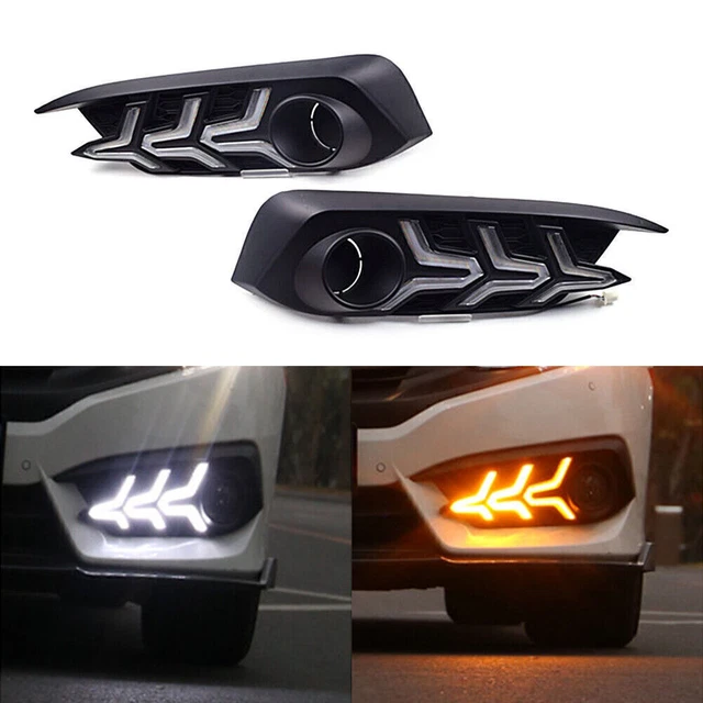 Per 2016-18 Honda Civic LED DRL fendinebbia fendinebbia diurno con segnale di svolta