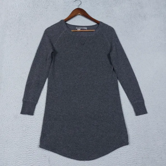 360 Sweater Tunic Dress Women XS Gray Wool Cashmere Blend Long Sweater Soft Warm