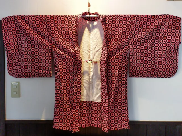 Japanese Haori Kimono Jacket 紬 Tsumugi Pure Silk NEW / Floral Pattern Women's