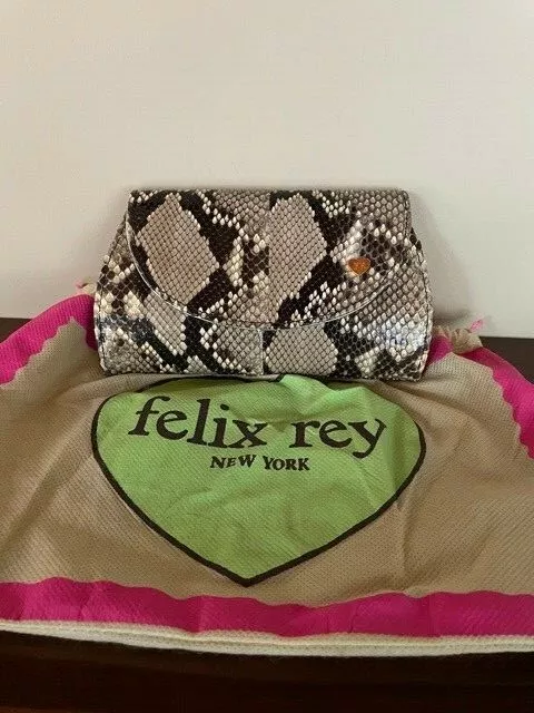 *NWT* Felix Rey Python Snake Leather Handbag Clutch $395